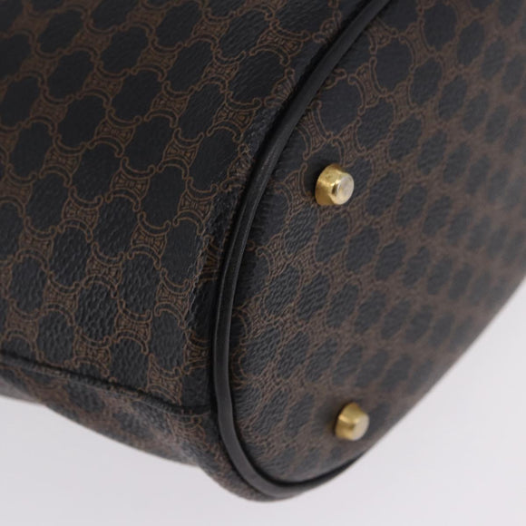 CELINE Macadam Canvas Tote Bag PVC Leather Black Gold Auth 194870V