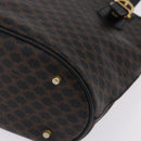 CELINE Macadam Canvas Tote Bag PVC Leather Black Gold Auth 194870V-14