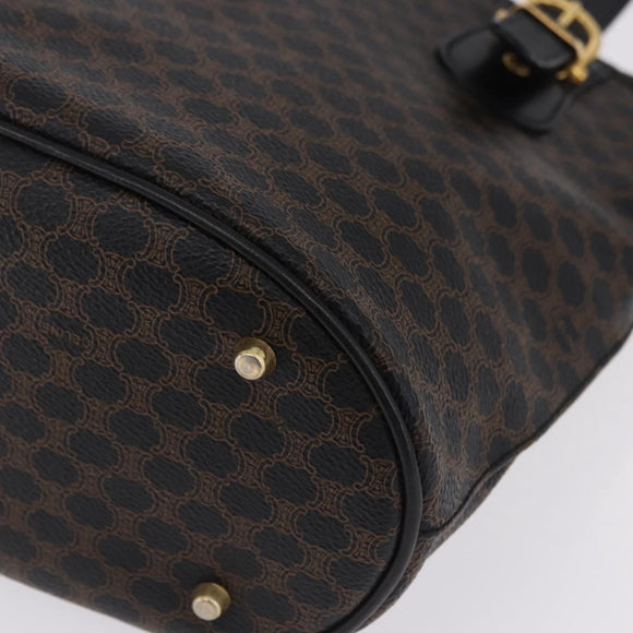 CELINE Macadam Canvas Tote Bag PVC Leather Black Gold Auth 194870V