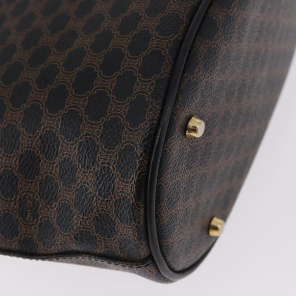 CELINE Macadam Canvas Tote Bag PVC Leather Black Gold Auth 194870V