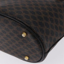 CELINE Macadam Canvas Tote Bag PVC Leather Black Gold Auth 194870V-16