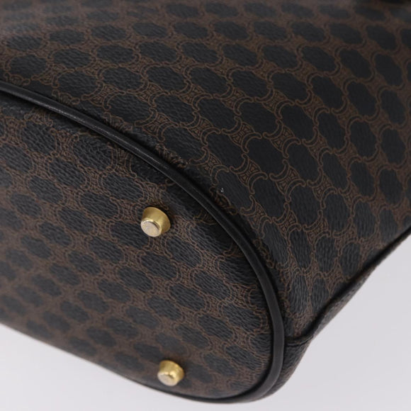 CELINE Macadam Canvas Tote Bag PVC Leather Black Gold Auth 194870V