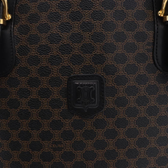 CELINE Macadam Canvas Tote Bag PVC Leather Black Gold Auth 194870V
