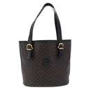 CELINE Macadam Canvas Tote Bag PVC Leather Black Gold Auth 194870V-13