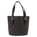 CELINE Macadam Canvas Tote Bag PVC Leather Black Gold Auth 194870V-2
