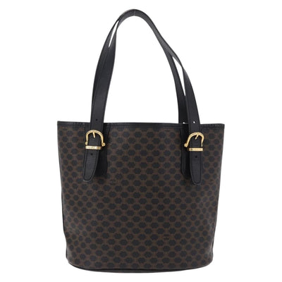 CELINE Macadam Canvas Tote Bag PVC Leather Black Gold Auth 194870V - 0