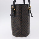 CELINE Macadam Canvas Tote Bag PVC Leather Black Gold Auth 194870V-4