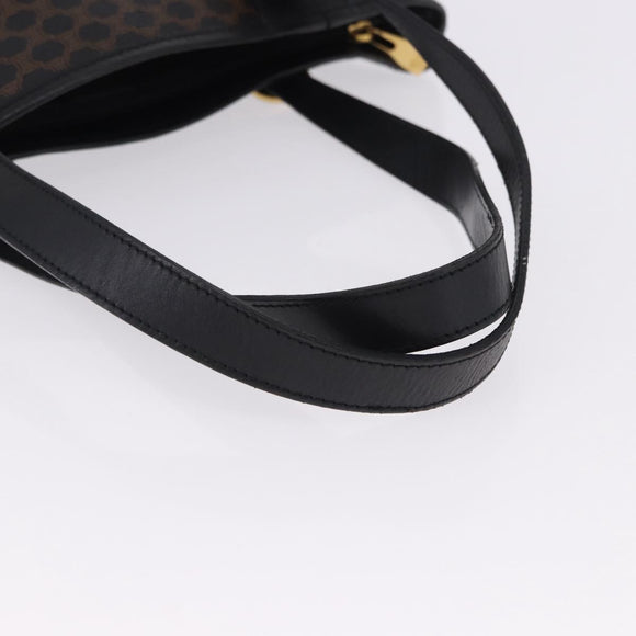 CELINE Macadam Canvas Tote Bag PVC Leather Black Gold Auth 194870V