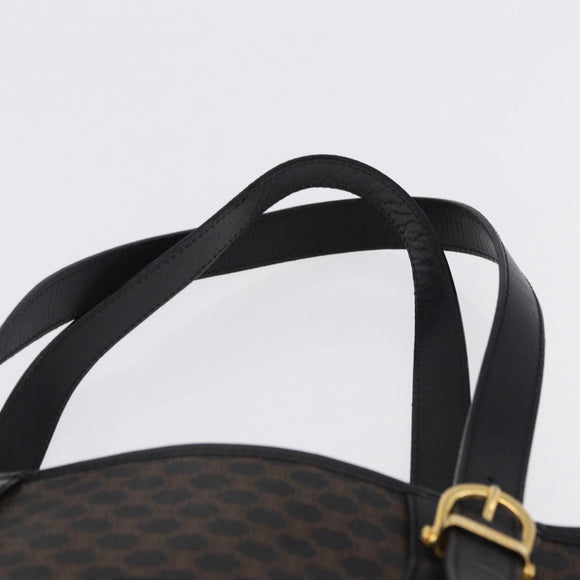 CELINE Macadam Canvas Tote Bag PVC Leather Black Gold Auth 194870V
