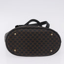 CELINE Macadam Canvas Tote Bag PVC Leather Black Gold Auth 194870V-5