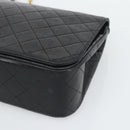 CHANEL Matelasse Chain Shoulder Bag Lamb Skin Black Gold CC Auth 194871V-10
