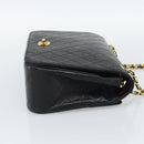 CHANEL Matelasse Chain Shoulder Bag Lamb Skin Black Gold CC Auth 194871V-5