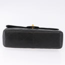 CHANEL Matelasse Double Face Hand Bag Lamb Skin Black Gold CC Auth 194872SAM-6