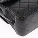 CHANEL Matelasse Double Face Hand Bag Lamb Skin Black Gold CC Auth 194872SAM-15
