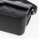 CHANEL Matelasse Double Face Hand Bag Lamb Skin Black Gold CC Auth 194872SAM-16