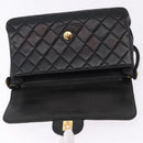 CHANEL Matelasse Double Face Hand Bag Lamb Skin Black Gold CC Auth 194872SAM-21