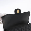 CHANEL Matelasse Double Face Hand Bag Lamb Skin Black Gold CC Auth 194872SAM-22