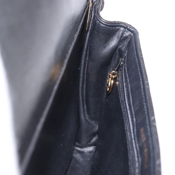 CHANEL Matelasse Double Face Hand Bag Lamb Skin Black Gold CC Auth 194872SAM