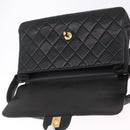 CHANEL Matelasse Double Face Hand Bag Lamb Skin Black Gold CC Auth 194872SAM-29