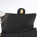 CHANEL Matelasse Double Face Hand Bag Lamb Skin Black Gold CC Auth 194872SAM-30