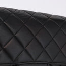 CHANEL Matelasse Double Face Hand Bag Lamb Skin Black Gold CC Auth 194872SAM-2
