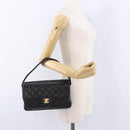 CHANEL Matelasse Double Face Hand Bag Lamb Skin Black Gold CC Auth 194872SAM-37