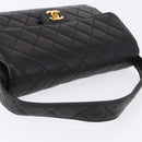CHANEL Matelasse Double Face Hand Bag Lamb Skin Black Gold CC Auth 194872SAM-7