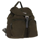 PRADA Backpack Nylon Khaki Silver Auth 194873A-1