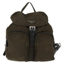 PRADA Backpack Nylon Khaki Silver Auth 194873A-2