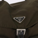 PRADA Backpack Nylon Khaki Silver Auth 194873A-20