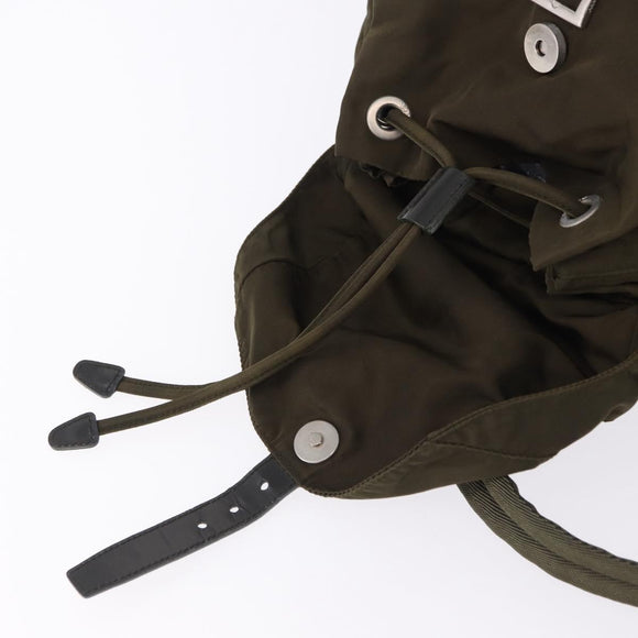PRADA Backpack Nylon Khaki Silver Auth 194873A