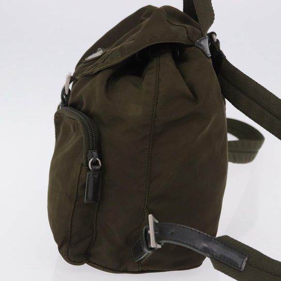 PRADA Backpack Nylon Khaki Silver Auth 194873A