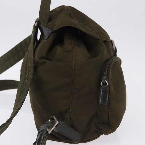 PRADA Backpack Nylon Khaki Silver Auth 194873A