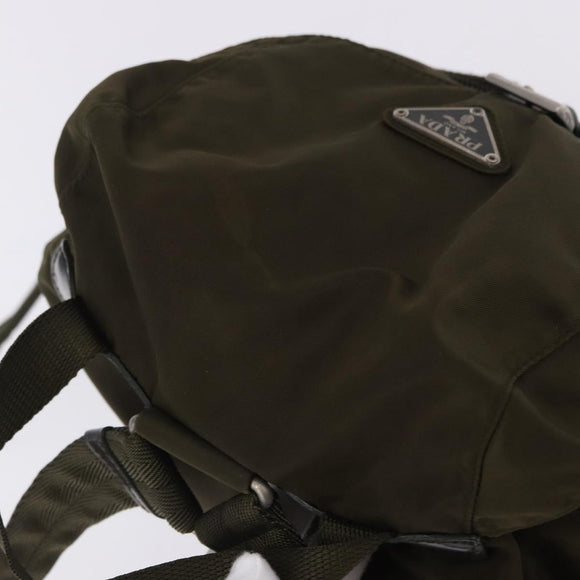 PRADA Backpack Nylon Khaki Silver Auth 194873A
