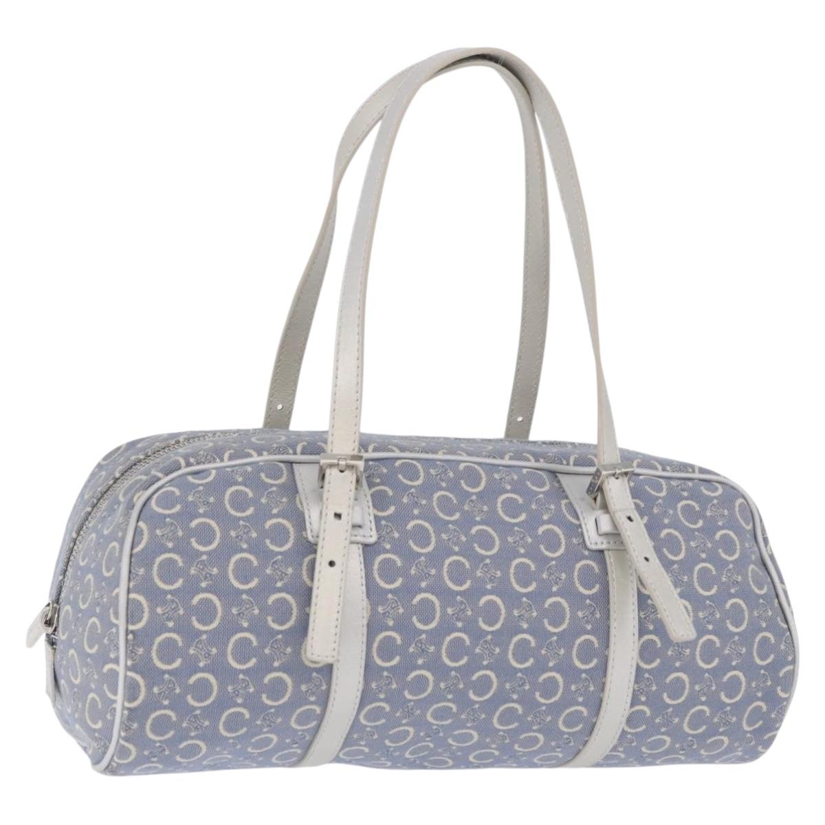 CELINE C Macadam Canvas Hand Bag Blue Silver Auth 194875A | Brand