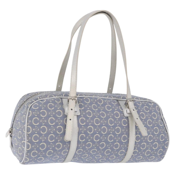 CELINE C Macadam Canvas Hand Bag Blue Silver Auth 194875A