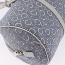 CELINE C Macadam Canvas Hand Bag Blue Silver Auth 194875A-9
