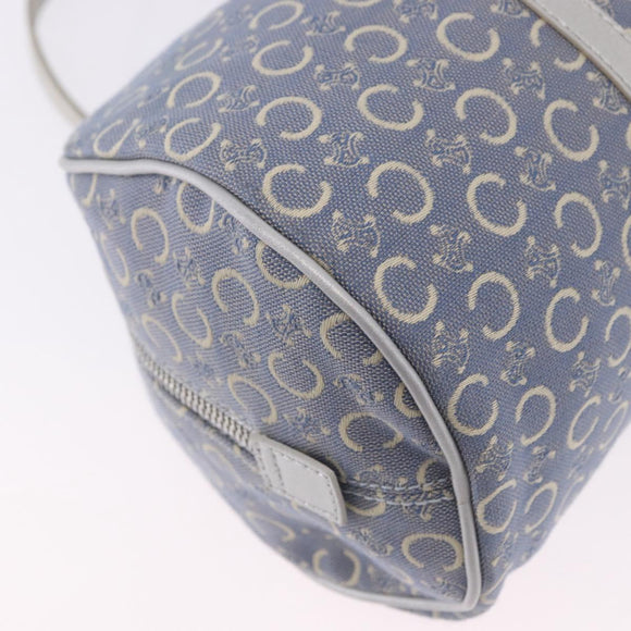 CELINE C Macadam Canvas Hand Bag Blue Silver Auth 194875A