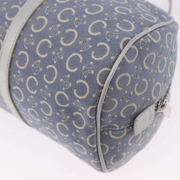 CELINE C Macadam Canvas Hand Bag Blue Silver Auth 194875A