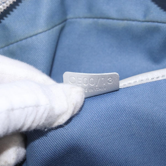 CELINE C Macadam Canvas Hand Bag Blue Silver Auth 194875A