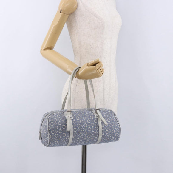 CELINE C Macadam Canvas Hand Bag Blue Silver Auth 194875A