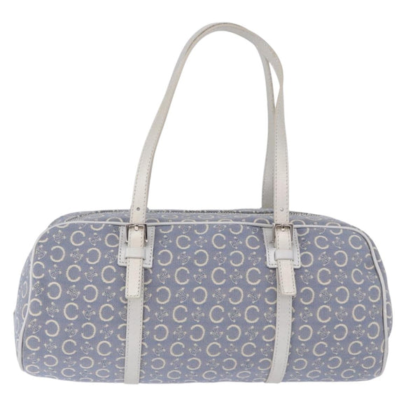 CELINE C Macadam Canvas Hand Bag Blue Silver Auth 194875A