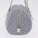 CELINE C Macadam Canvas Hand Bag Blue Silver Auth 194875A-4