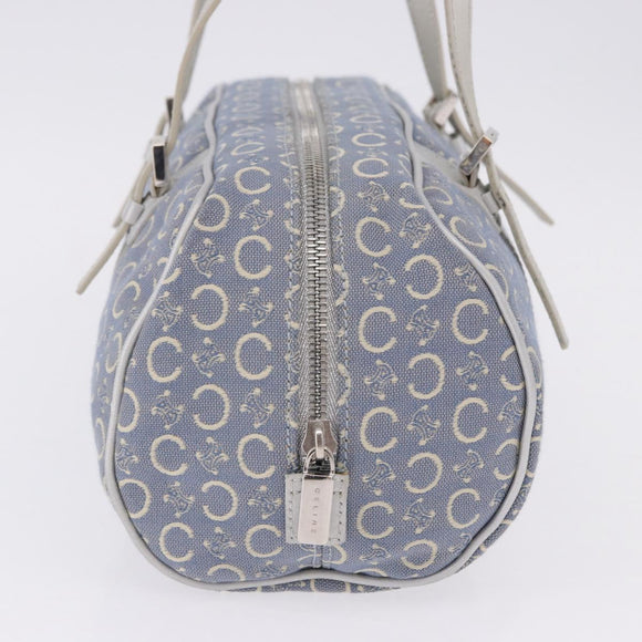 CELINE C Macadam Canvas Hand Bag Blue Silver Auth 194875A