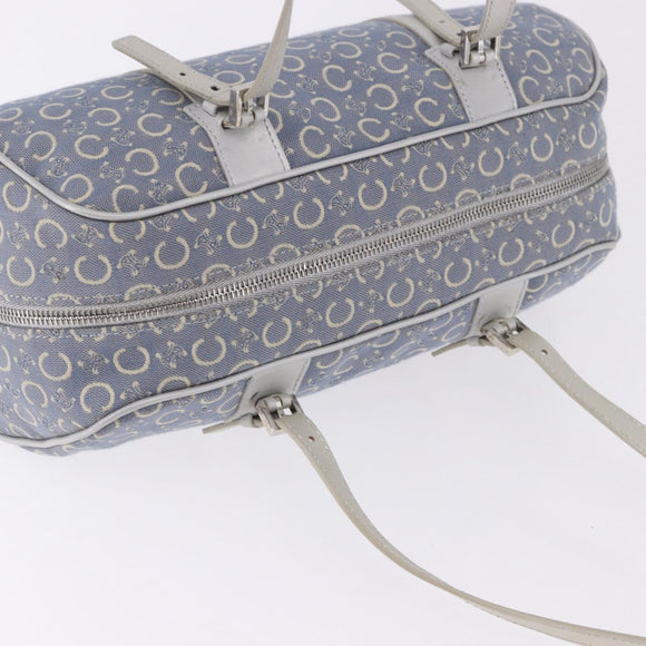 CELINE C Macadam Canvas Hand Bag Blue Silver Auth 194875A