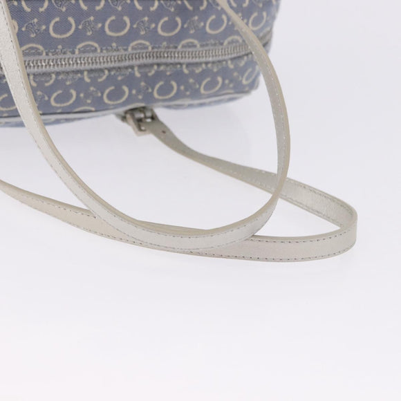 CELINE C Macadam Canvas Hand Bag Blue Silver Auth 194875A