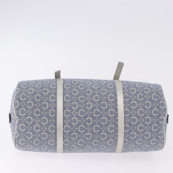 CELINE C Macadam Canvas Hand Bag Blue Silver Auth 194875A