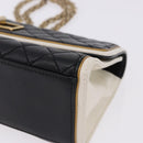 CHANEL Chain Matelasse 2.55 Shoulder Bag Lamb Skin Black Gold CC Auth 194876V-14