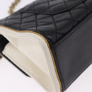 CHANEL Chain Matelasse 2.55 Shoulder Bag Lamb Skin Black Gold CC Auth 194876V-15