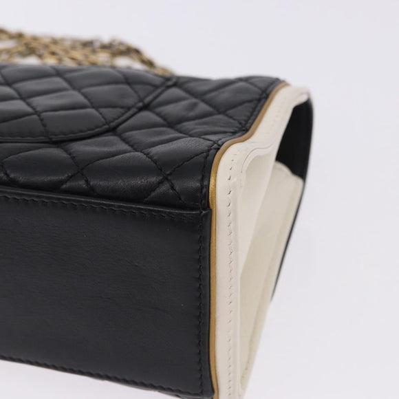 CHANEL Chain Matelasse 2.55 Shoulder Bag Lamb Skin Black Gold CC Auth 194876V